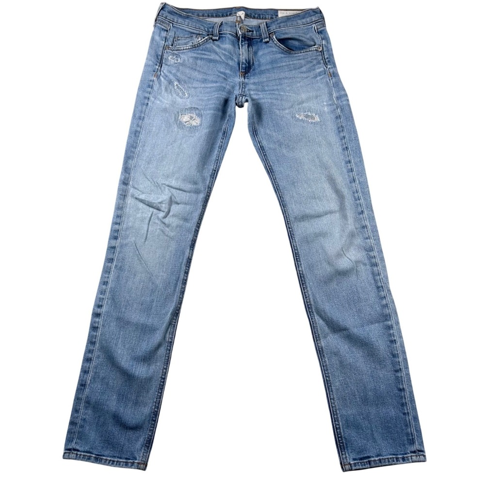 Rag & Bone JEAN Womens 26 Light Wash Distressed Slim Straight Leg Denim Jeans